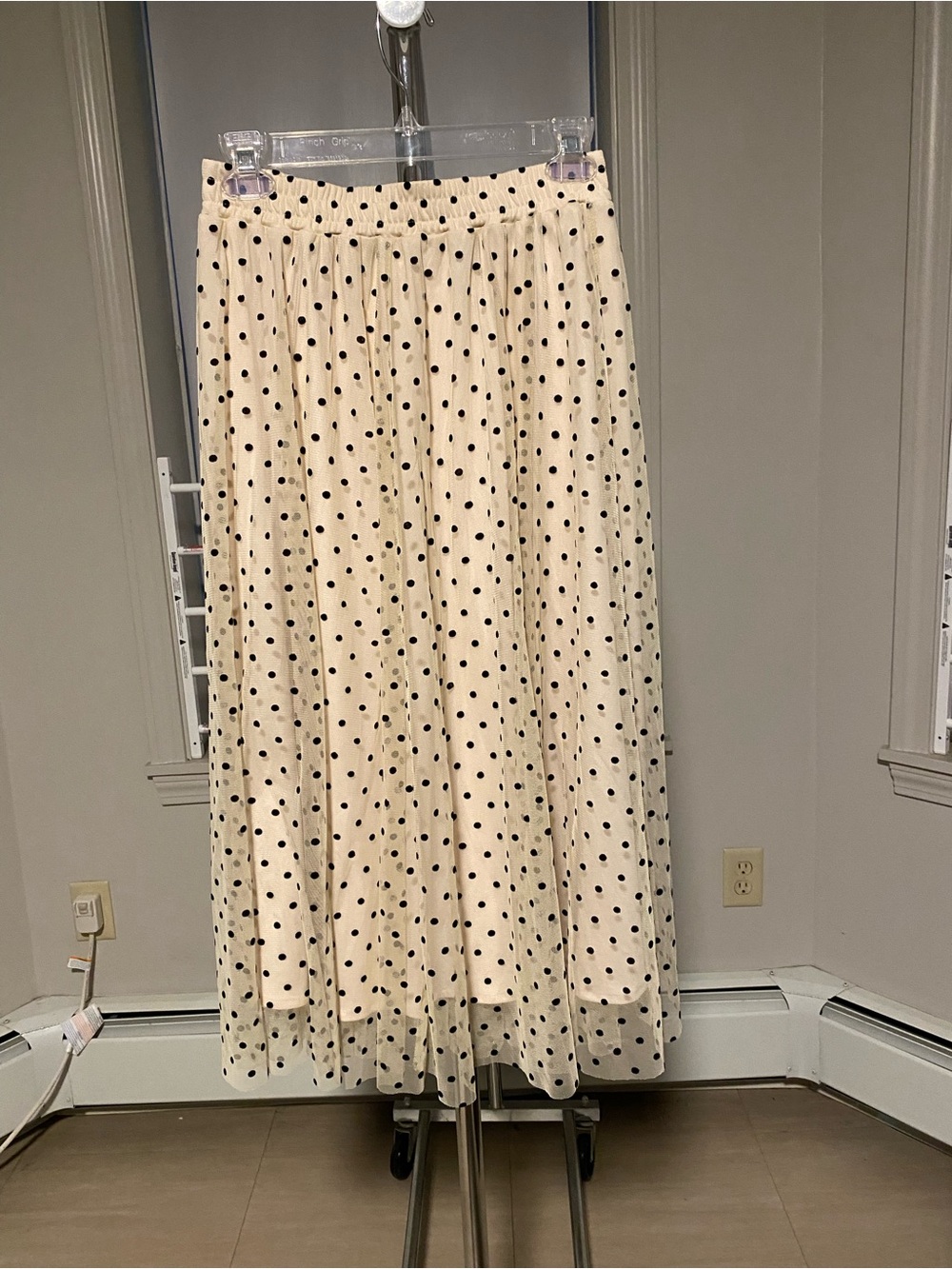 H&M Cream Maxi Skirt with Black Polka Dots